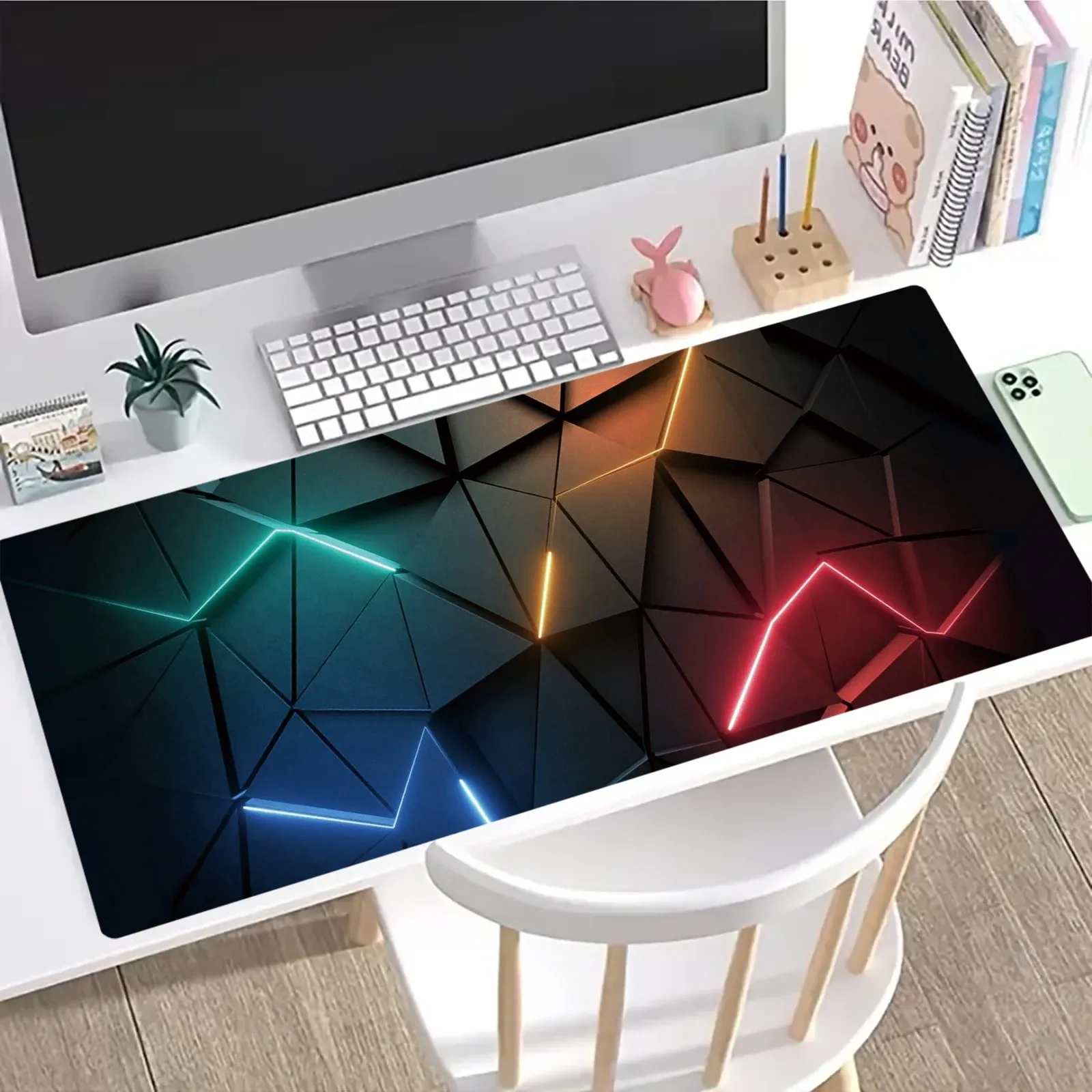Tapis de souris étendu 80 x 30 cm pour clavier, base antidérapante et bords cousus 4