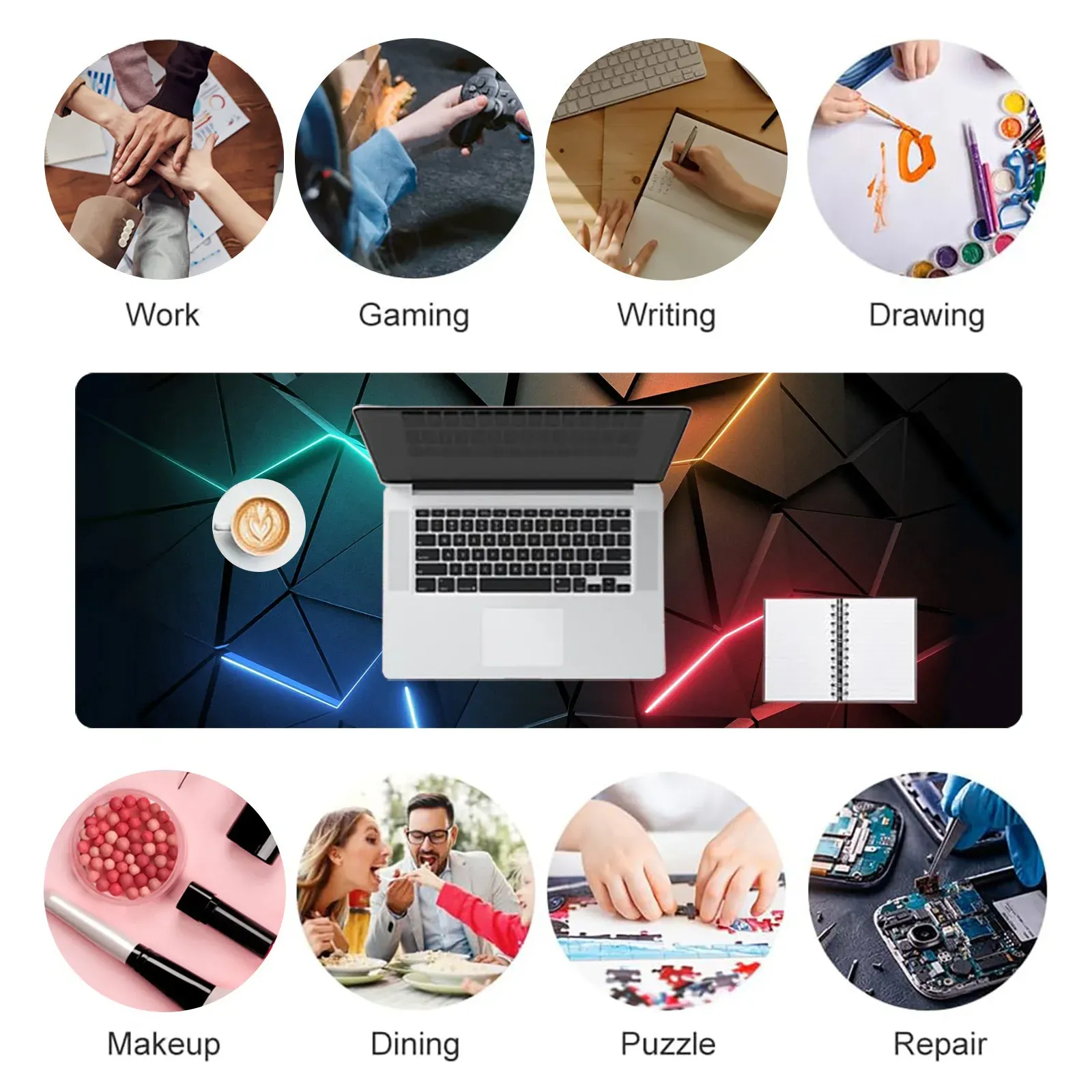 Tapis de souris grand format sur un bureau moderne