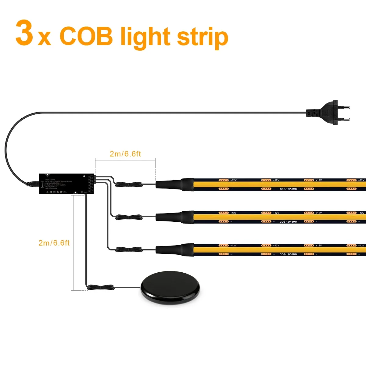 Bande LED COB noire à intensité variable tactile pour panneau acoustique en bois de noyer, fond de télévision et décor d'armoire 9