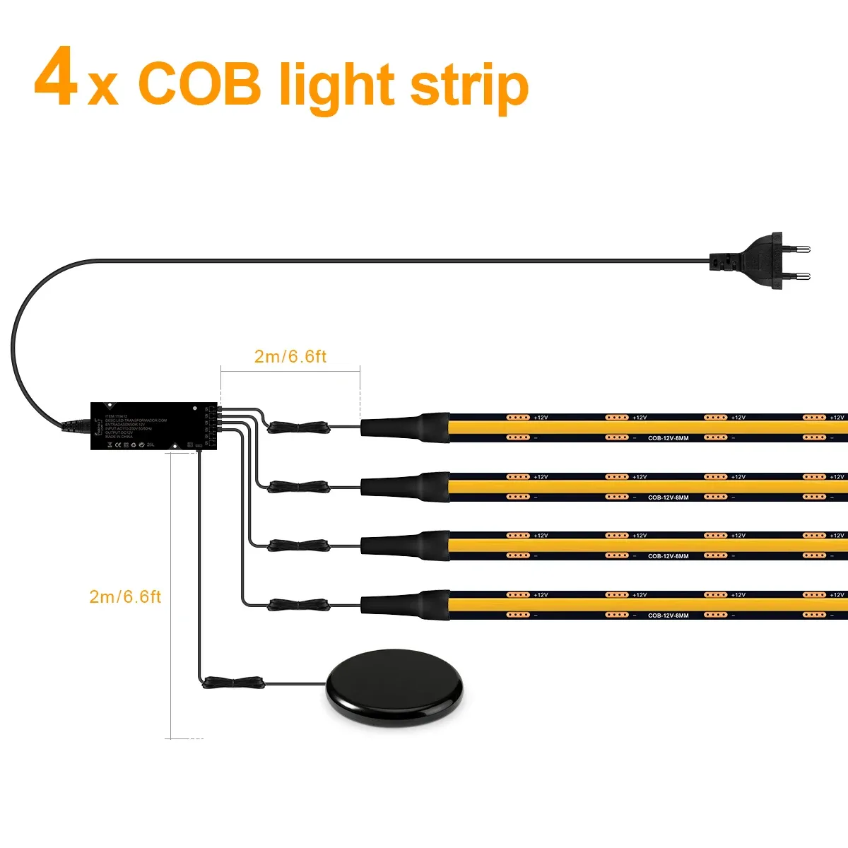 Bande LED COB noire à intensité variable tactile pour panneau acoustique en bois de noyer, fond de télévision et décor d'armoire 7