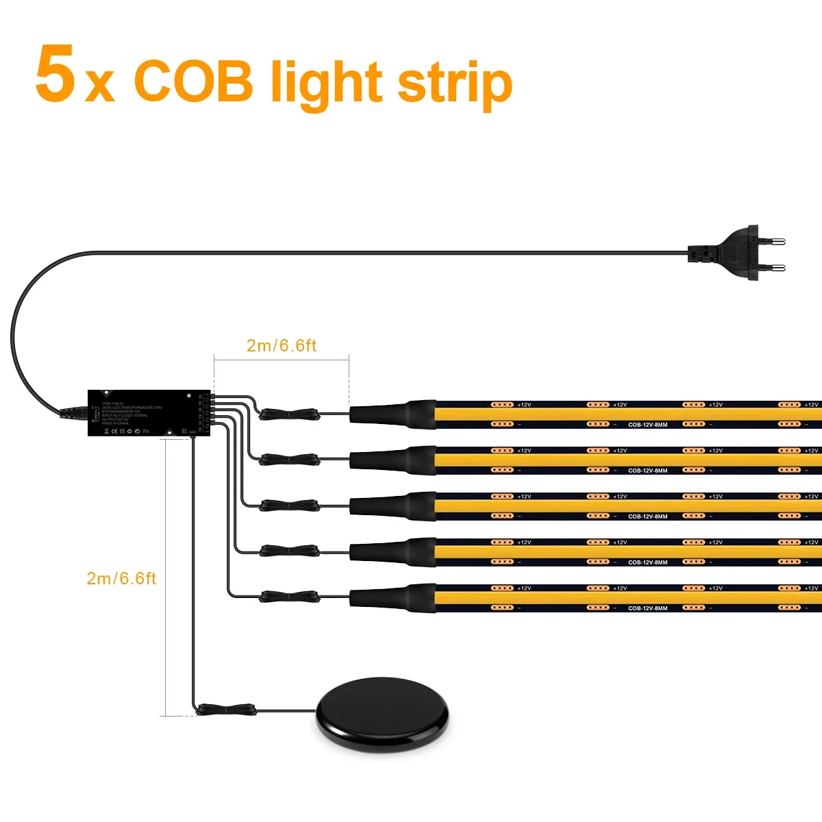 Bande LED COB noire à intensité variable tactile pour panneau acoustique en bois de noyer, fond de télévision et décor d'armoire 8