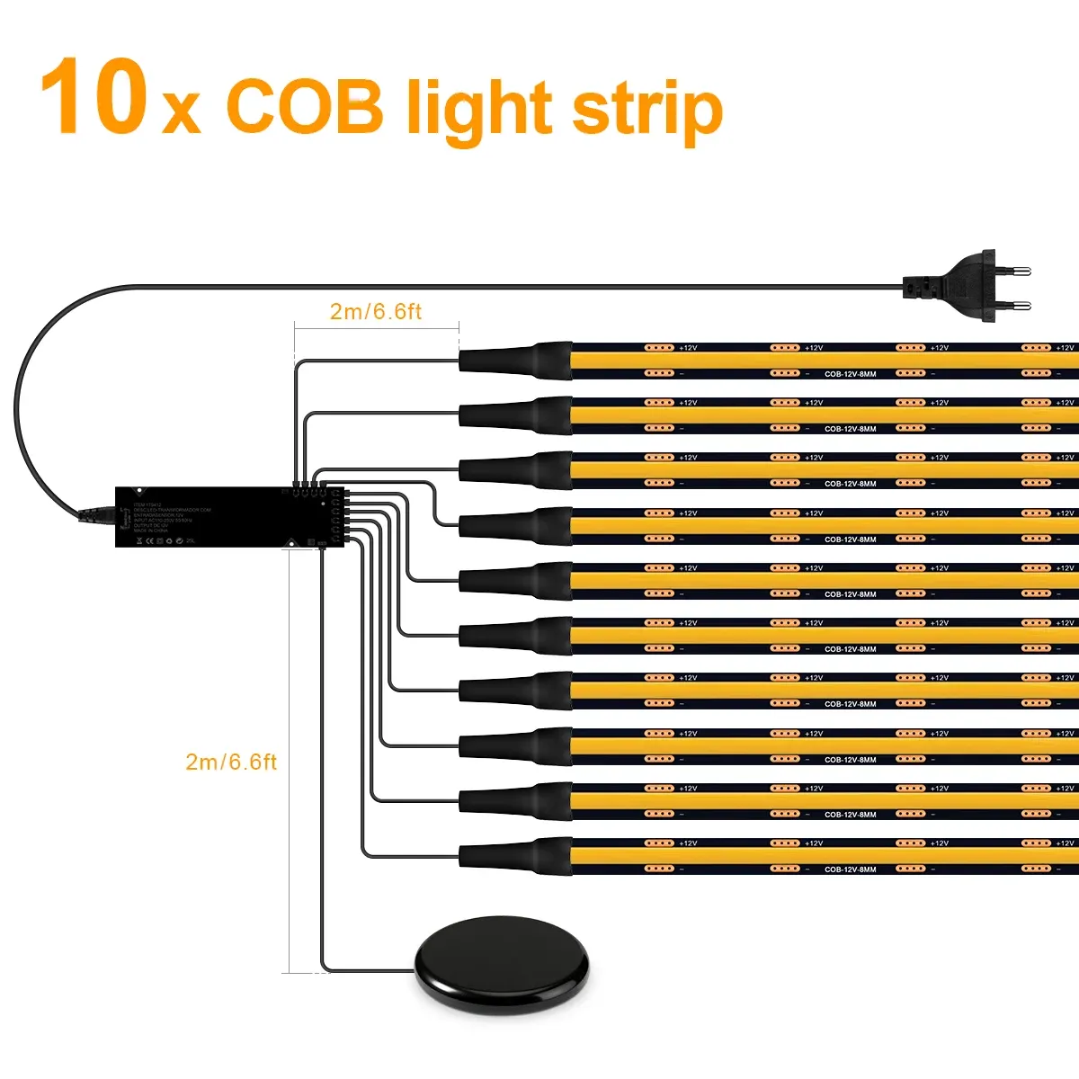 Bande LED COB noire à intensité variable tactile pour panneau acoustique en bois de noyer, fond de télévision et décor d'armoire 12