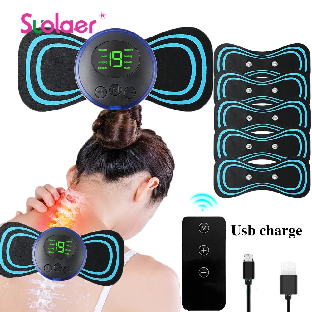 Mini masseur de cou électrique intelligent, rechargeable par USB, masseur d'épaules portable et patch de massage cervical avec plusieurs niveaux réglables