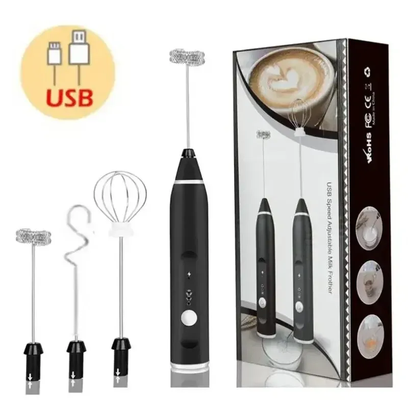 Mousseur à lait électrique portable rechargeable USB, mini batteur à main pour cappuccino, café et crème 8