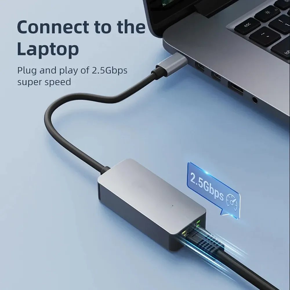 Carte réseau USB 3.0 Type-C vers RJ45 2.5G, 2500 Mbps, convertisseur Gigabit Ethernet pour PC et ordinateur portable, compatible Windows 8.1, 10/11 3
