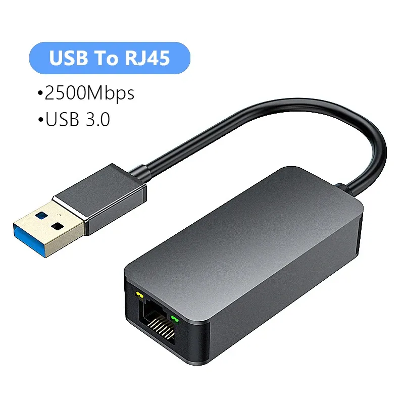 Carte réseau USB 3.0 Type-C vers RJ45 2.5G, 2500 Mbps, convertisseur Gigabit Ethernet pour PC et ordinateur portable, compatible Windows 8.1, 10/11 7