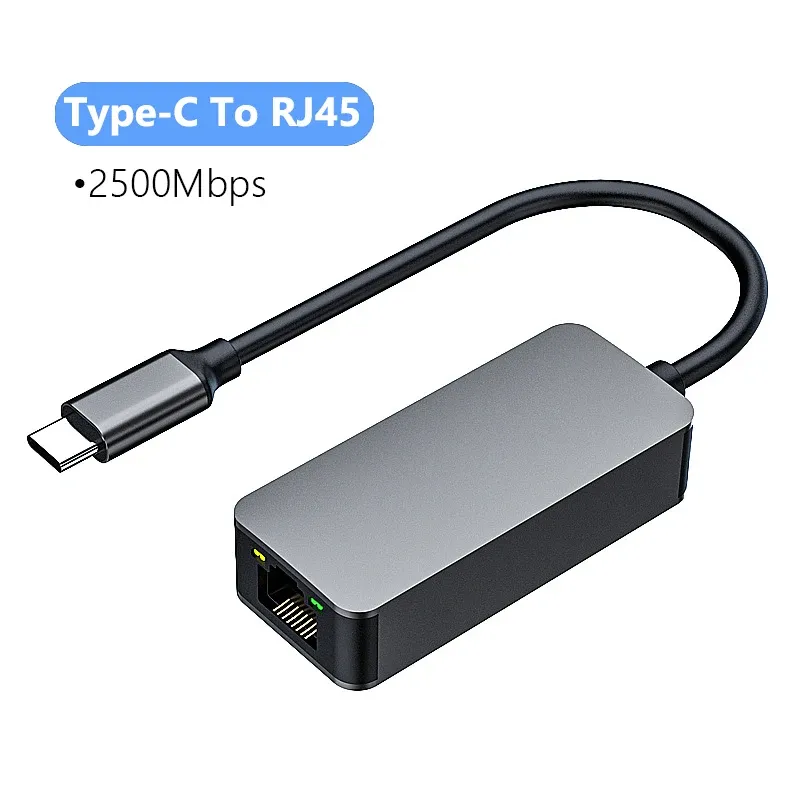 Carte réseau USB 3.0 Type-C vers RJ45 2.5G, 2500 Mbps, convertisseur Gigabit Ethernet pour PC et ordinateur portable, compatible Windows 8.1, 10/11 8