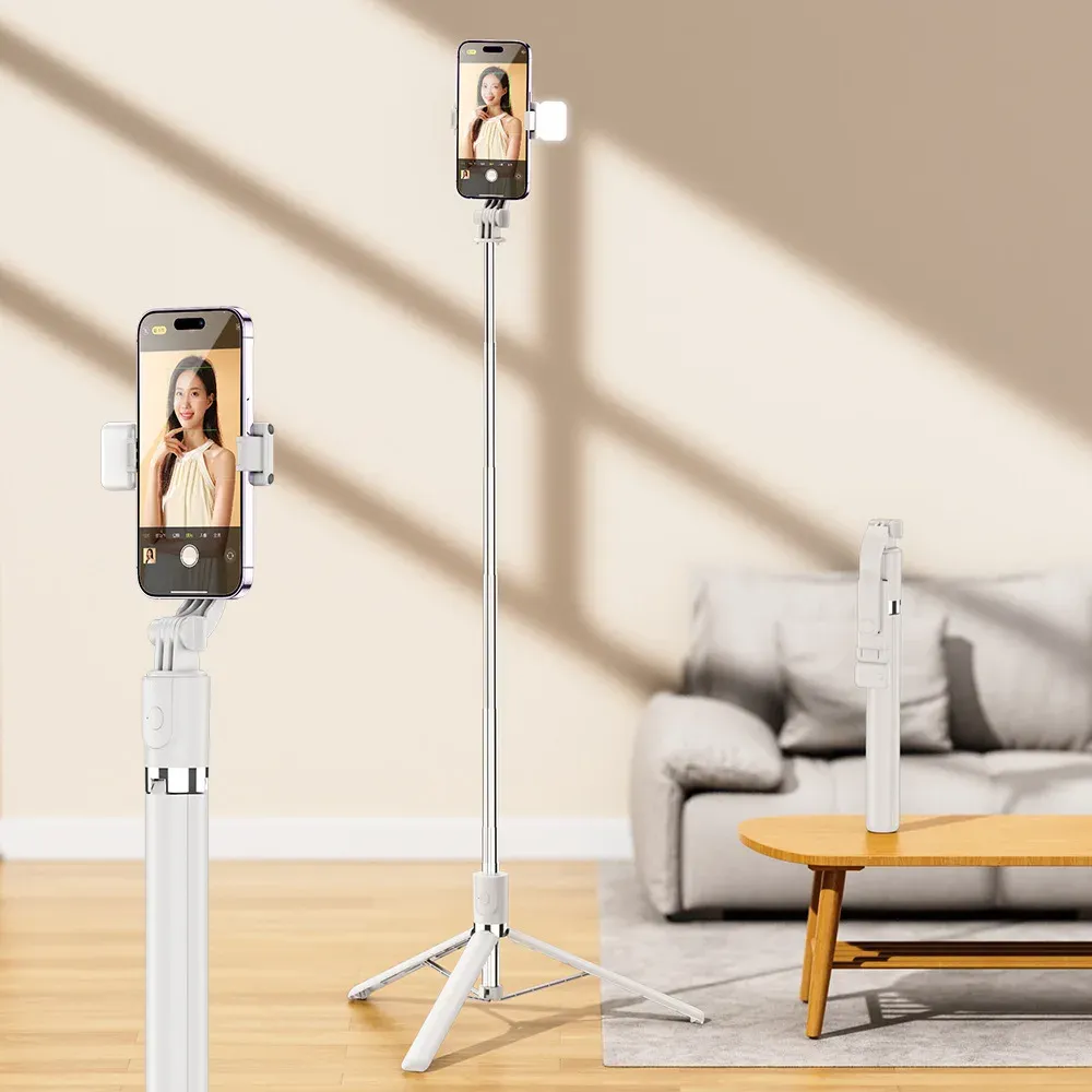 Perche à selfie sans fil 1700 mm avec trépied pour smartphone, pliable et extensible