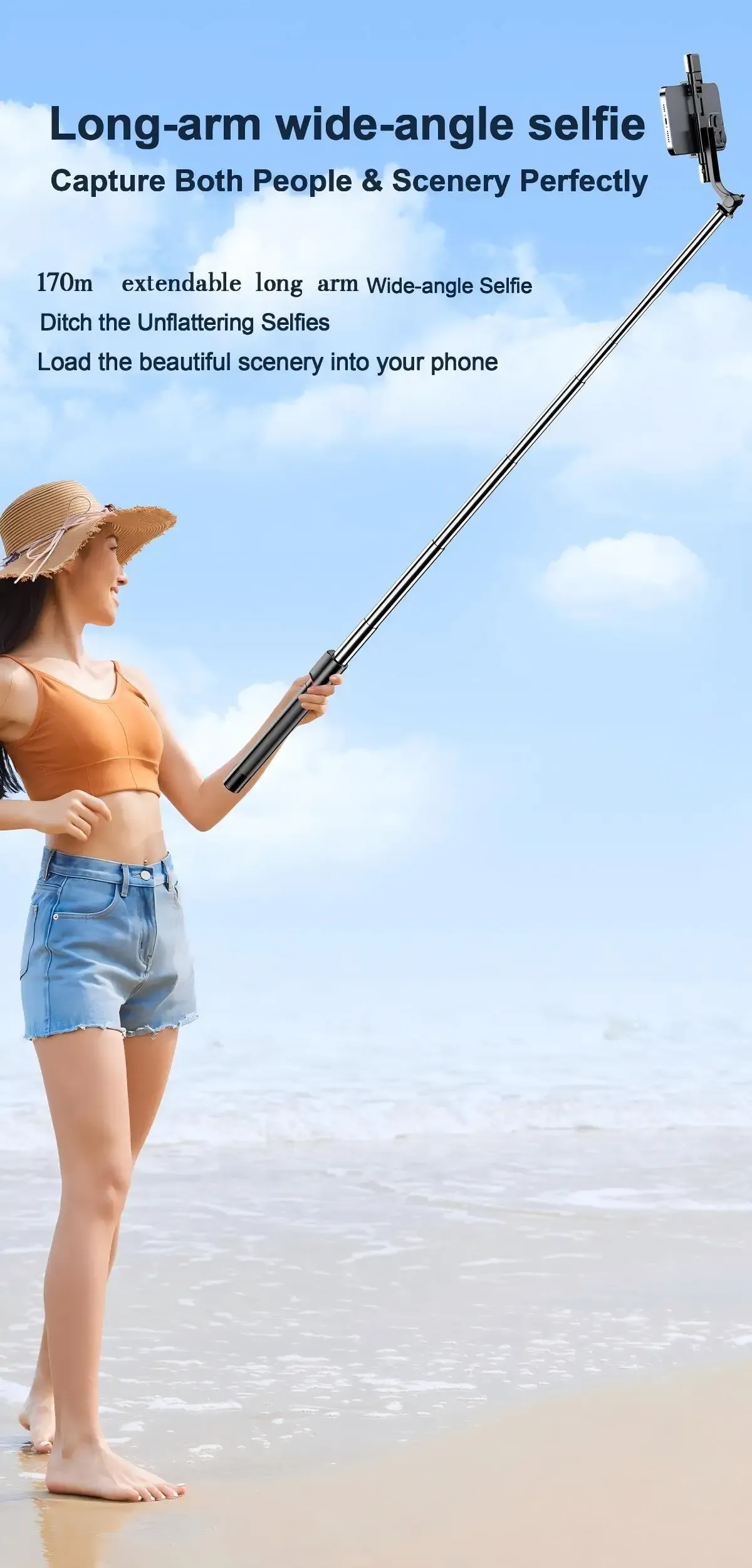 Trépied perche à selfie en utilisation lifestyle