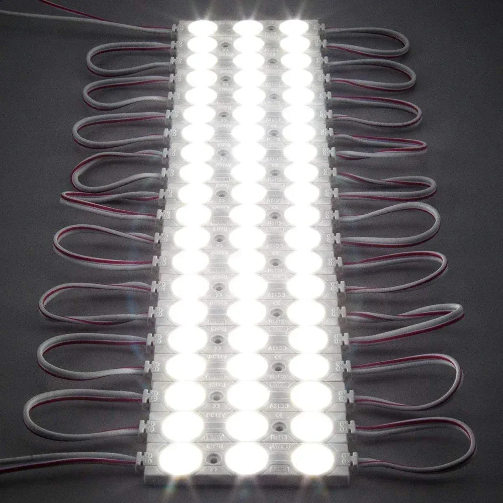 Module LED 2835 étanche à injection, 20 pièces, lumière intérieure et extérieure, DC 12 V, pour rétroéclairage d'enseignes, lettres lumineuses et panneaux publicitaires en boutique 2