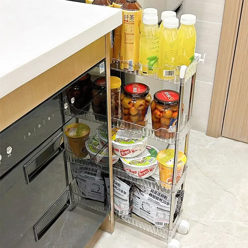 Support de rangement mobile, organisateur de chariot à roulettes, armoire de rangement en acrylique à fente étroite pour salle de bain, organisateur multicouche pour la maison 3