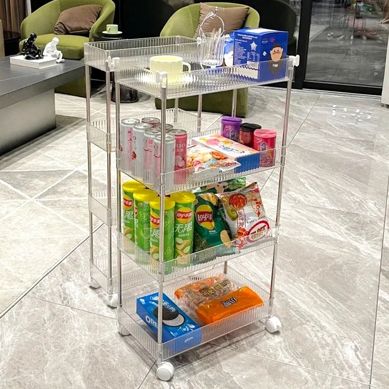 Support de rangement mobile, organisateur de chariot à roulettes, armoire de rangement en acrylique à fente étroite pour salle de bain, organisateur multicouche pour la maison 6