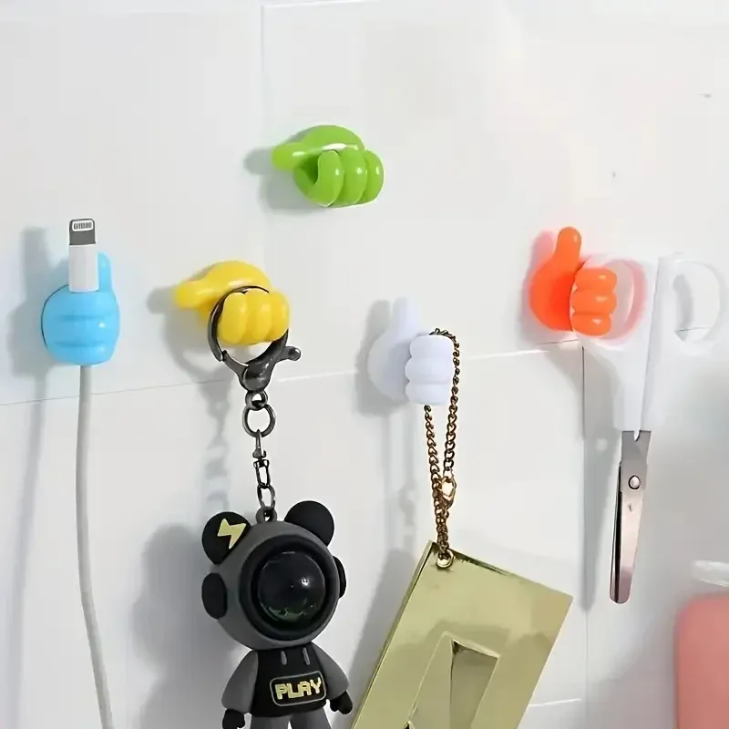 Organisateur de câbles en forme de pouce, lot de 10 pièces, clips de rangement, crochets adhésifs sans perçage en plastique, idéaux pour les câbles de chargement et support de cordons 4