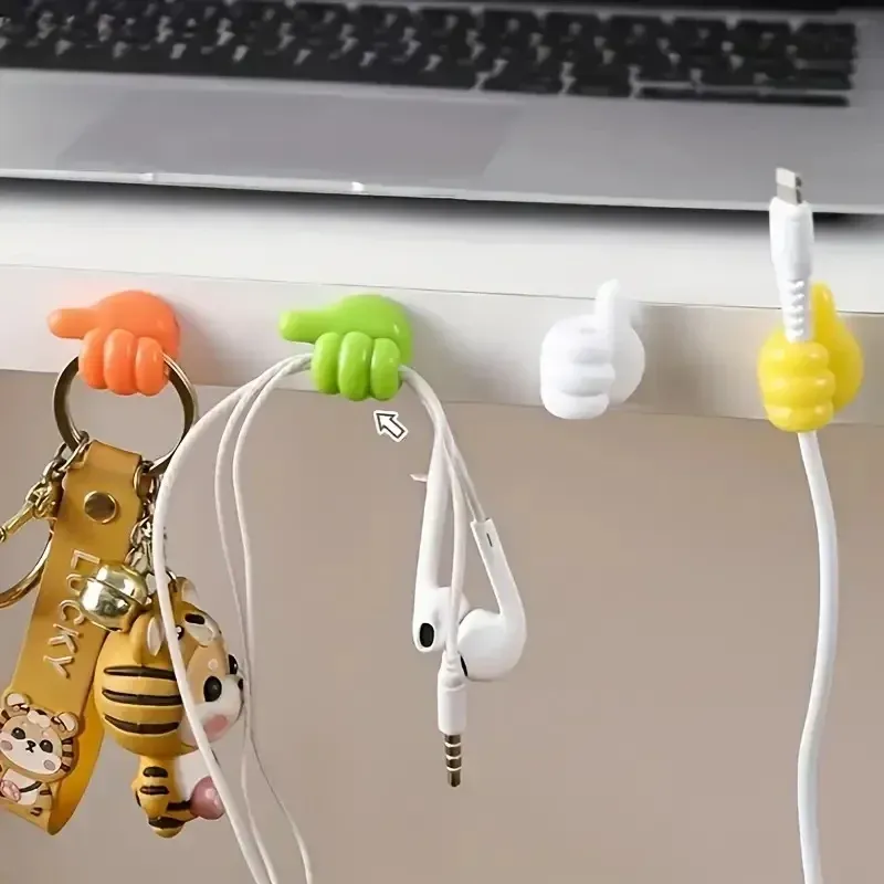 Organisateur de câbles en forme de pouce, lot de 10 pièces, clips de rangement, crochets adhésifs sans perçage en plastique, idéaux pour les câbles de chargement et support de cordons 5