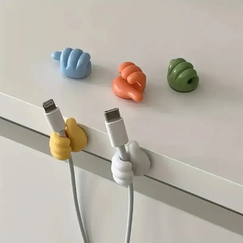 Organisateur de câbles en forme de pouce, lot de 10 pièces, clips de rangement, crochets adhésifs sans perçage en plastique, idéaux pour les câbles de chargement et support de cordons 7