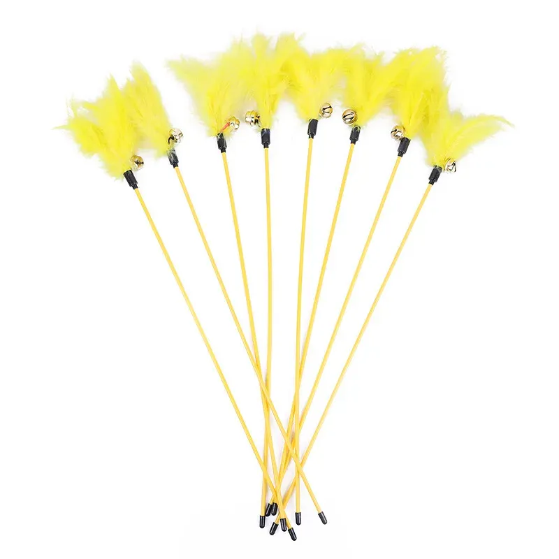 Jouet interactif pour chat avec tige teaser, clochette et plume (lot de 5, couleurs assorties) 8