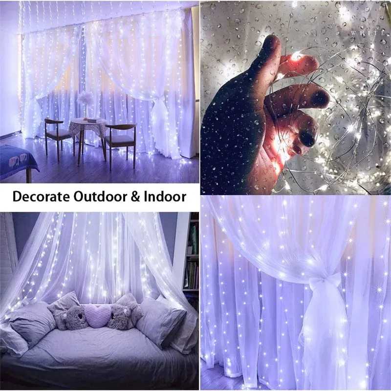 Rideau lumineux LED pour décor de Noël