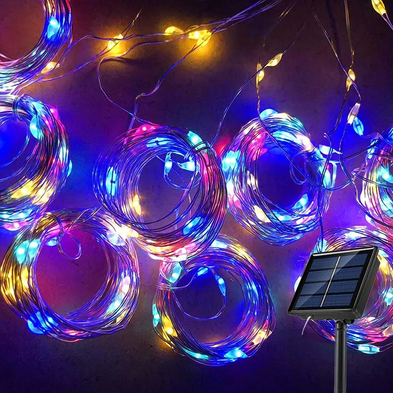 Rideau lumineux LED en fil de cuivre, vue d'ensemble
