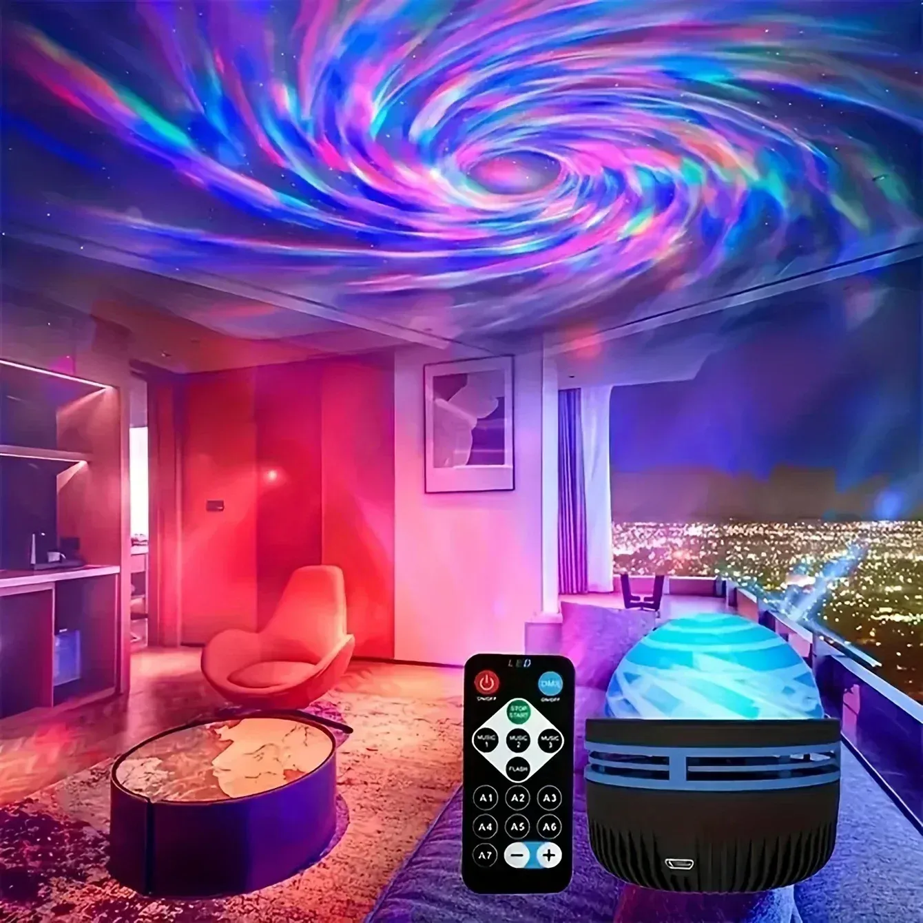 Projecteur Galaxie RGB, vue rapprochée