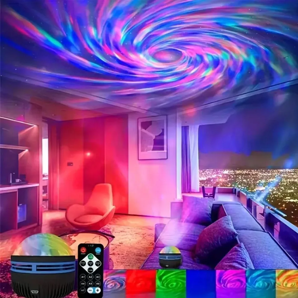 Projecteur Galaxie RGB à étoiles avec télécommande, alimentation USB et fonction lampe de nuit 7