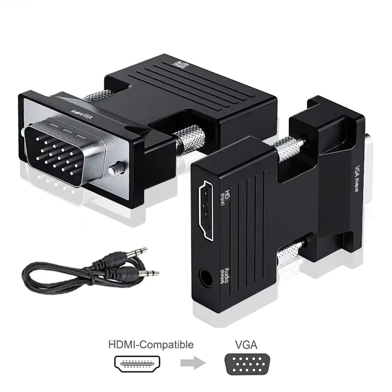 Adaptateur HDMI vers VGA Full HD 1080p avec câble audio 3,5 mm pour PC portable, TV box et projecteur 1
