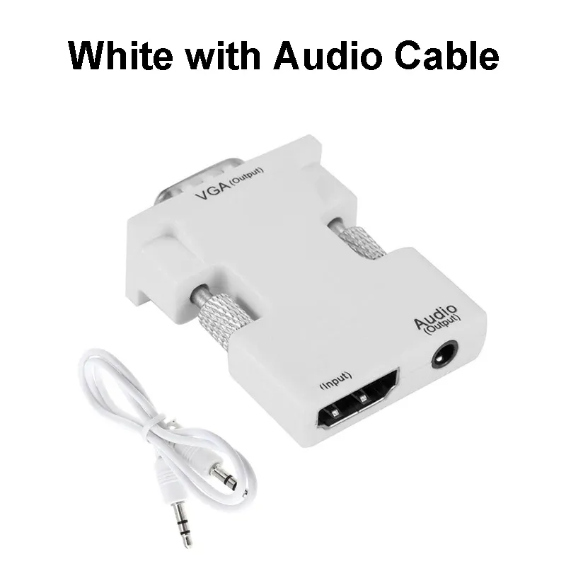 Adaptateur HDMI vers VGA Full HD 1080p avec câble audio 3,5 mm pour PC portable, TV box et projecteur 8