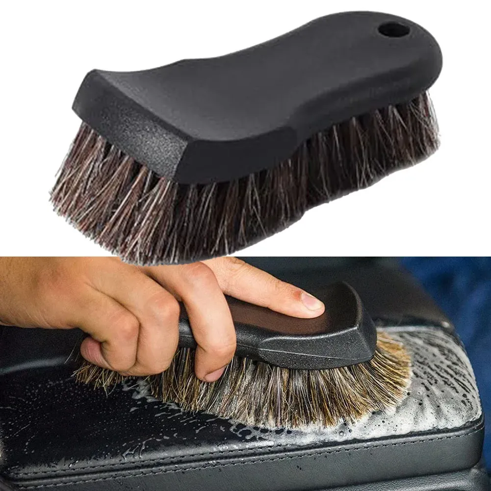 Brosse de nettoyage en crin de cheval pour automobile et cuir 2
