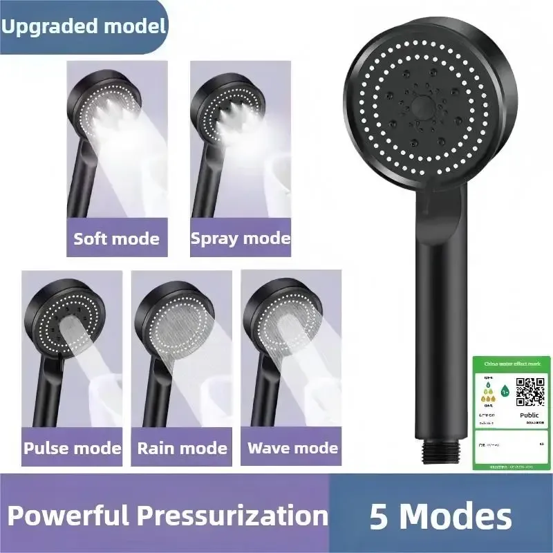 Pommeau de Douche Haute Pression 5 Modes Réglables avec Filtre 6