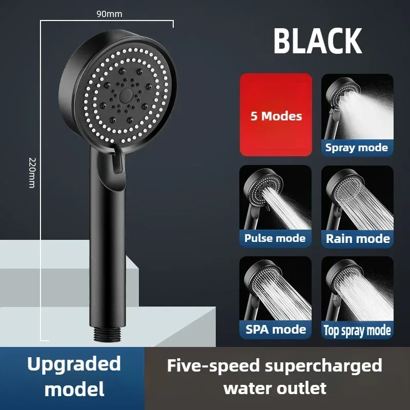 Pommeau de douche haute pression à 5 modes réglables