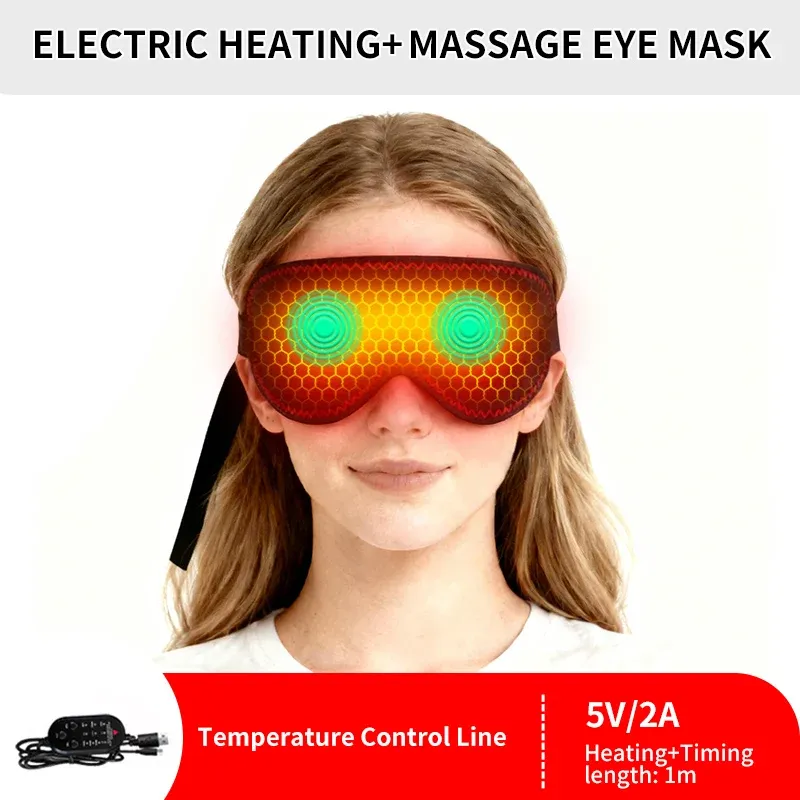 Masque de massage oculaire chauffant électrique à 3 vitesses de vibration et minuterie 3
