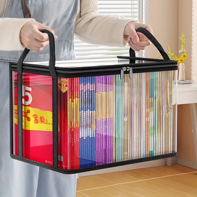 Sac de rangement en PVC avec couvercle rabattable et fenêtre de visualisation – Organisateur rectangulaire durable pour jouets, loisirs créatifs, livres et fournitures scolaires 6