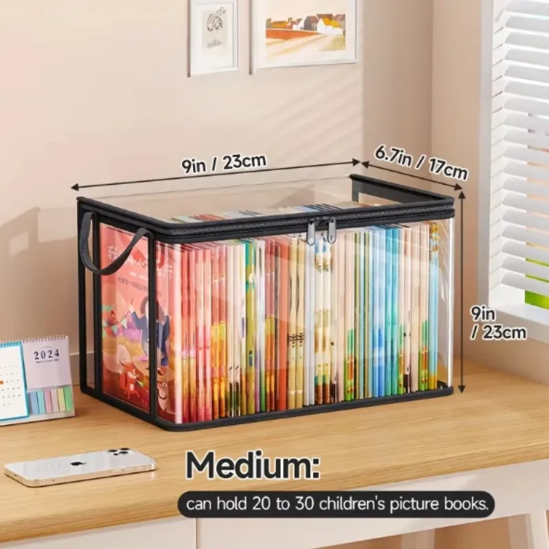 Sac de rangement en PVC avec couvercle rabattable et fenêtre de visualisation – Organisateur rectangulaire durable pour jouets, loisirs créatifs, livres et fournitures scolaires 8