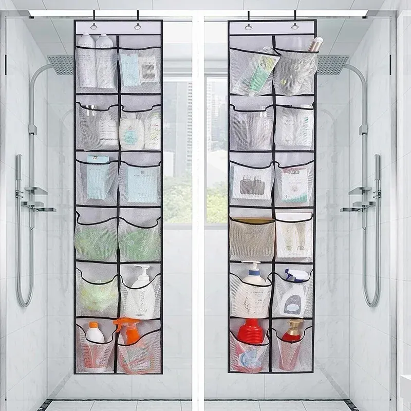 Organisateur de chaussures à suspendre à la porte, 12 poches, grandes poches en maille avec 2 crochets, rangement pour chaussures en tissu transparent pour chambre 5
