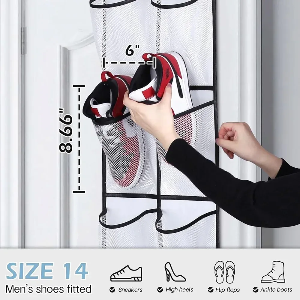 Organisateur de chaussures suspendu sur porte, en situation