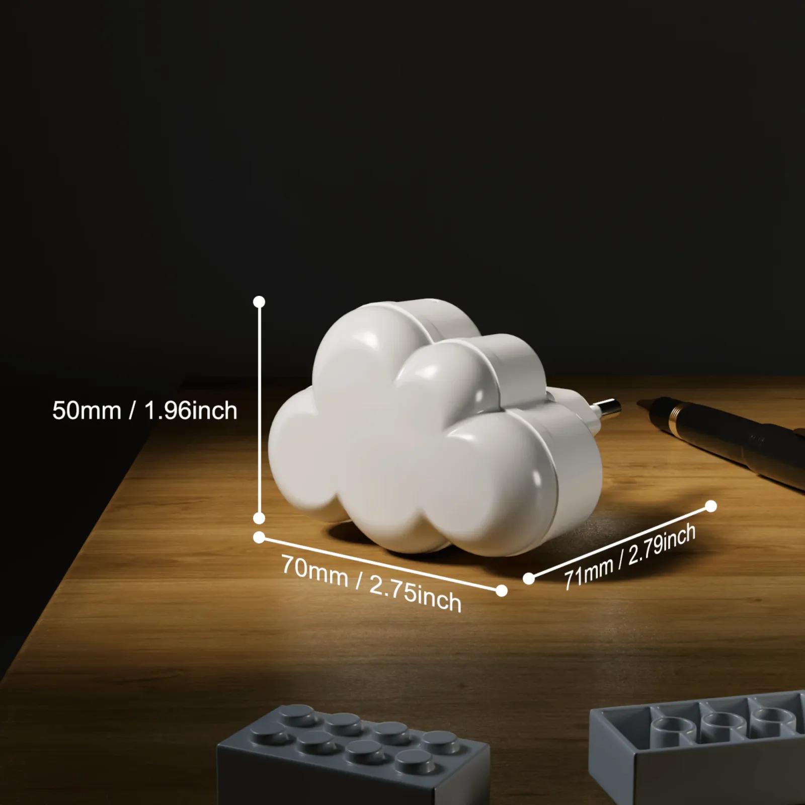 Veilleuse nuage LED près d'un lit
