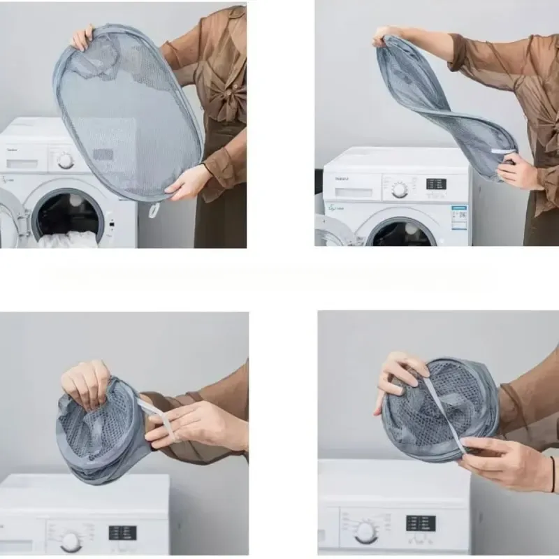 Sac à linge pliable en maille extra large avec poignées, panier à linge sale pour chambre et salle de bain, organisateur de rangement 4