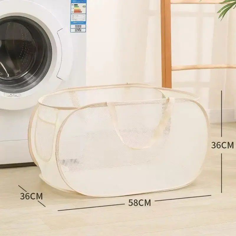 Sac à linge pliable en maille extra large avec poignées, panier à linge sale pour chambre et salle de bain, organisateur de rangement 11