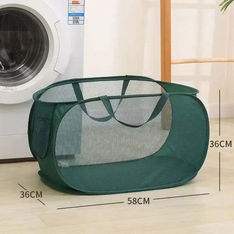 Sac à linge pliable en maille extra large avec poignées, panier à linge sale pour chambre et salle de bain, organisateur de rangement 8