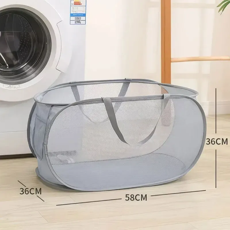 Sac à linge pliable en maille extra large avec poignées, panier à linge sale pour chambre et salle de bain, organisateur de rangement 9