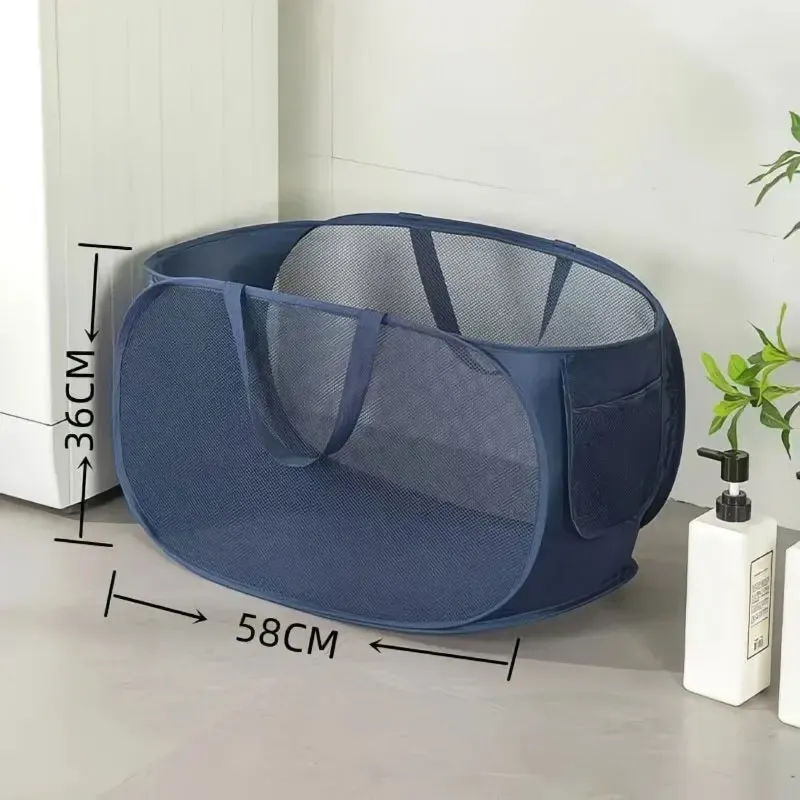 Sac à linge pliable en maille extra large avec poignées, panier à linge sale pour chambre et salle de bain, organisateur de rangement 7