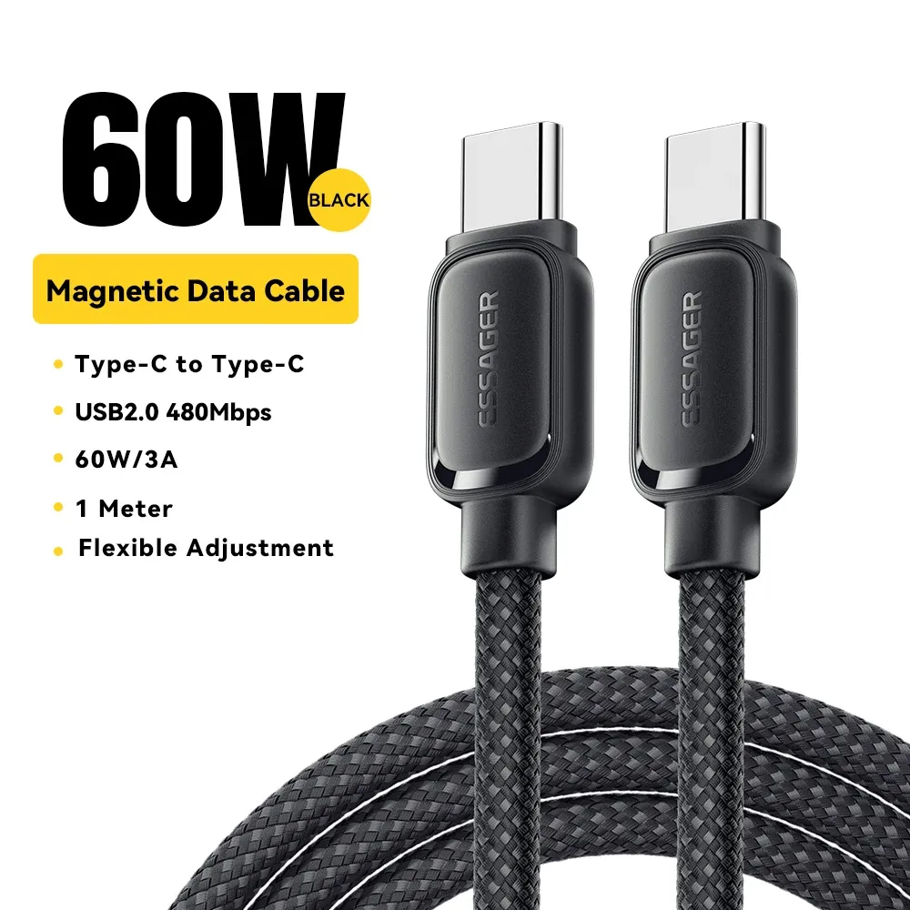 Câble USB-C vers USB-C rétractable et magnétique 100 W Essager, compatible iPhone 15, iPhone 14, MacBook et Samsung 7