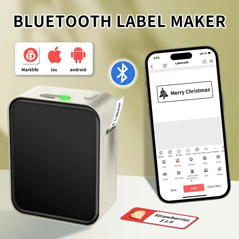Marklife P15 Imprimante d'étiquettes thermique sans fil Bluetooth, étiqueteuse portable 2
