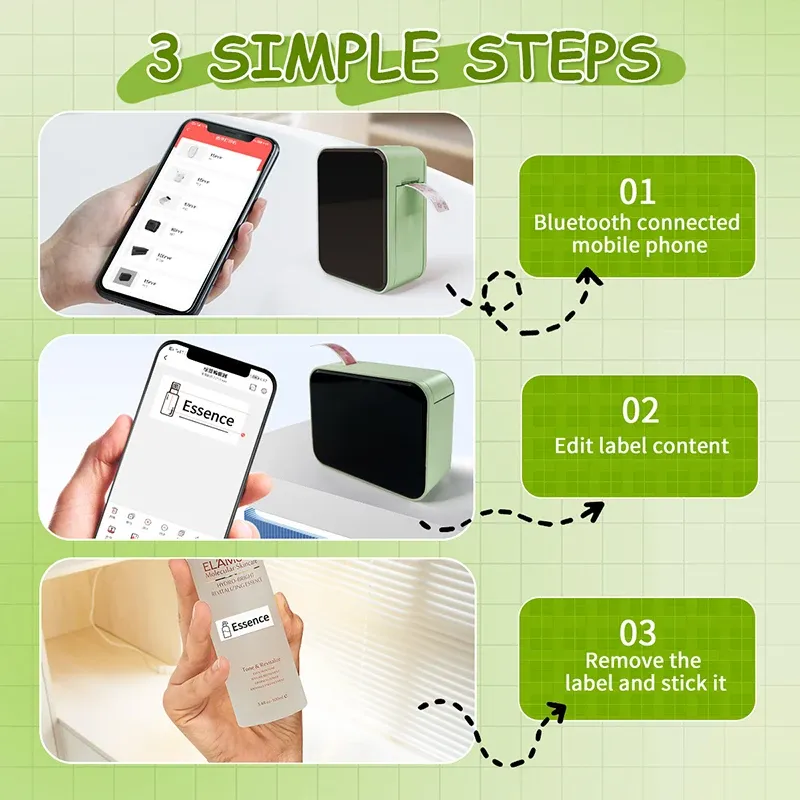 Marklife P15 Imprimante d'étiquettes thermique sans fil Bluetooth, étiqueteuse portable 4