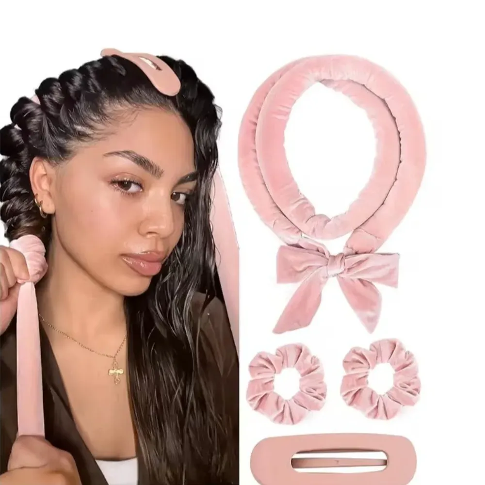 Ensemble de bigoudis sans chaleur avec bonnet en satin, bigoudis en satin et bandeau doux, outils de coiffure 3