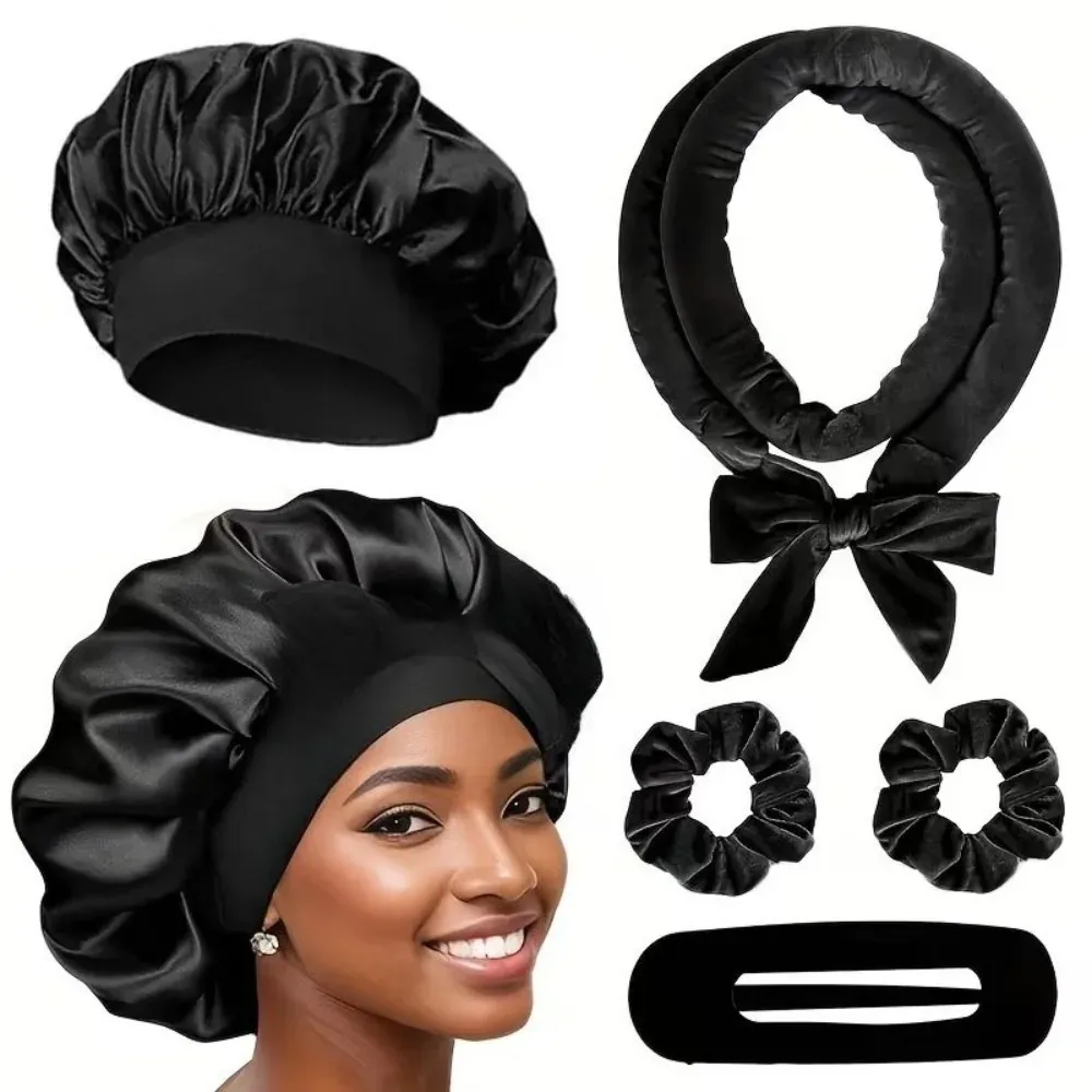Bandeau à friser en velours porté à la maison