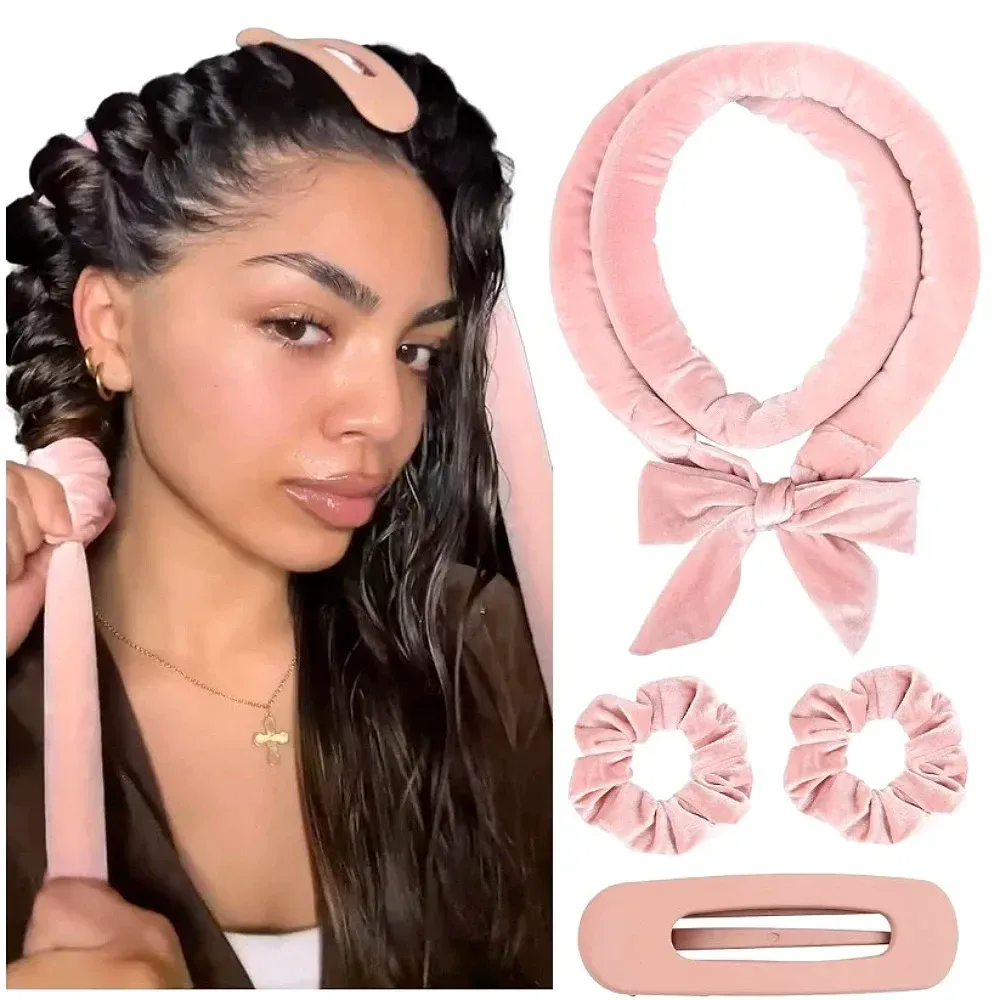 Bonnet en satin et bigoudis pour une coiffure douce
