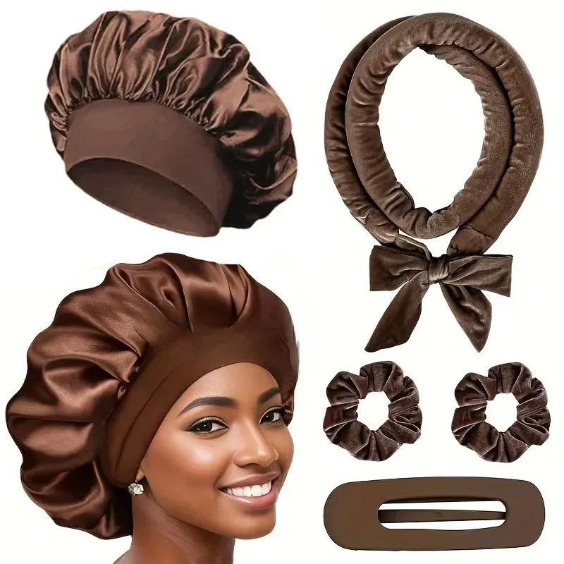Ensemble de bigoudis sans chaleur avec bonnet en satin, bigoudis en satin et bandeau doux, outils de coiffure 8