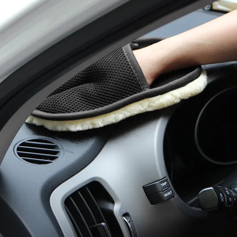 Gants de lavage pour voiture en laine douce, gants en peluche pour nettoyage de voiture et de moto 4