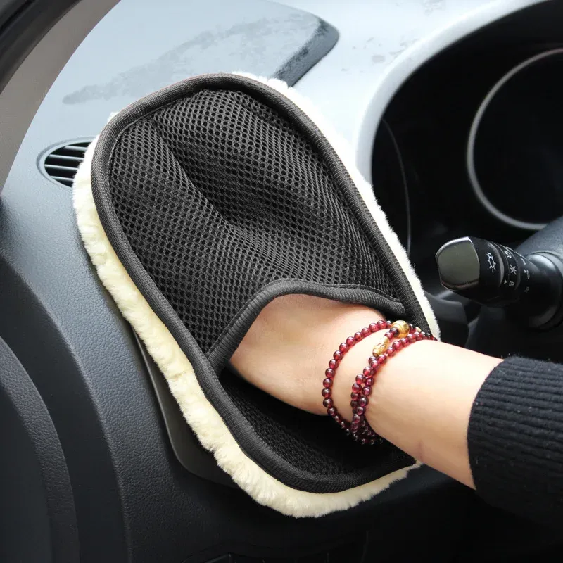 Gants de lavage pour voiture en laine douce, gants en peluche pour nettoyage de voiture et de moto 6