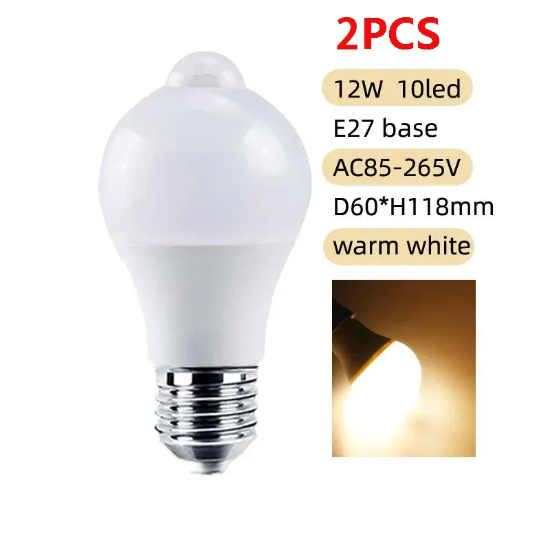 Ampoule LED 12W E27 avec détecteur de mouvement PIR, éclairage intelligent pour escalier 9